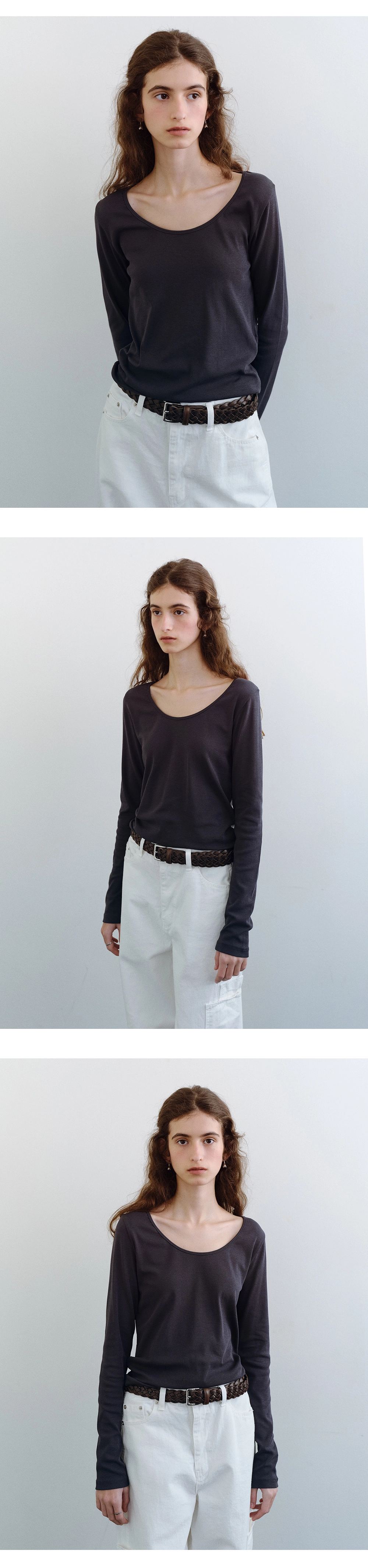 Smooth U-neck t-shirt_4colors
