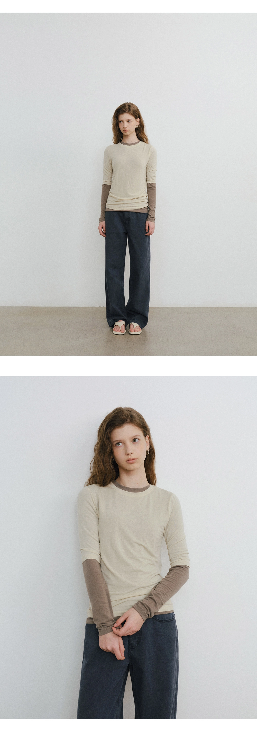 Layered tencel half sleeve t-shirt_4colors