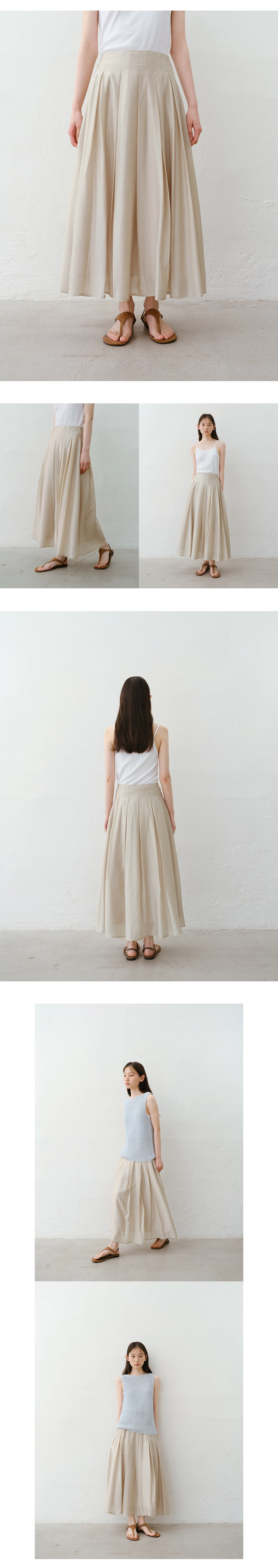 Breeze pleat long skirt_3colors