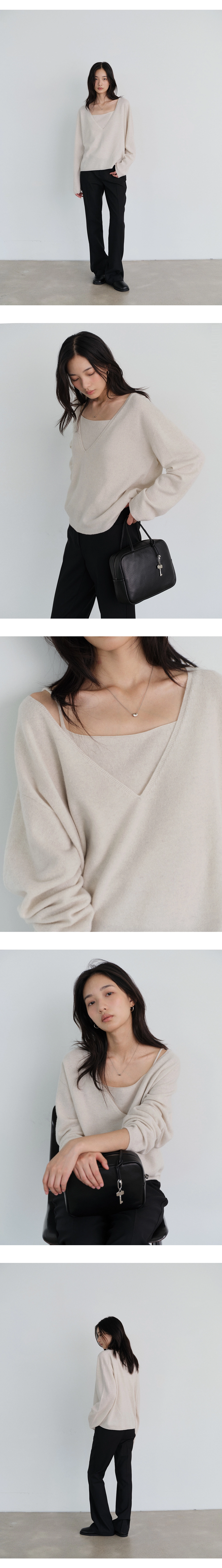 Yak wool V-neck knit&sleeveless SET_3colors