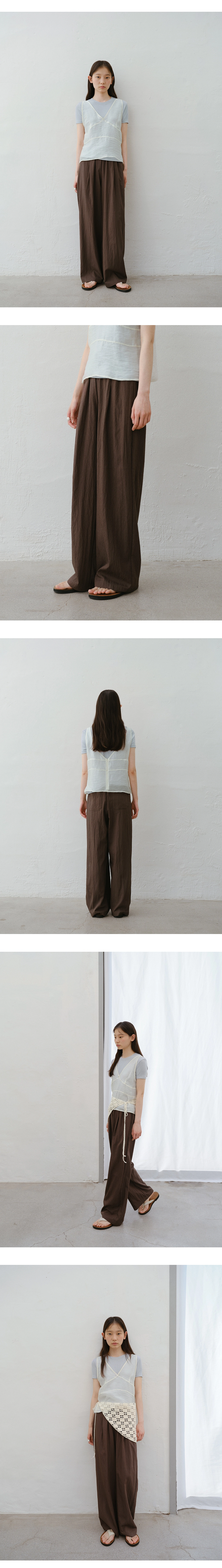 Curd wide banding pants_3colors