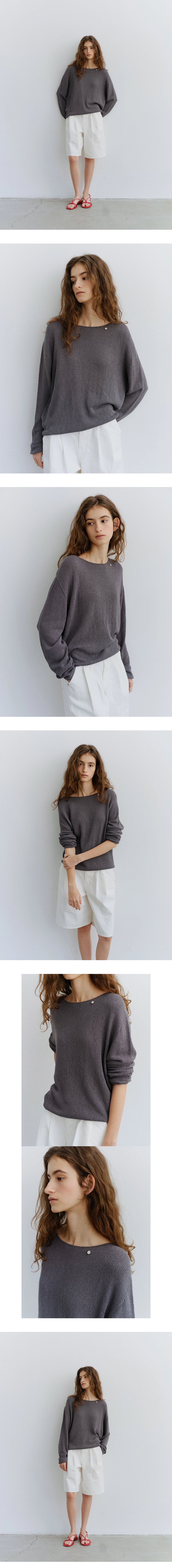 Pearl button boatneck knit_2colors