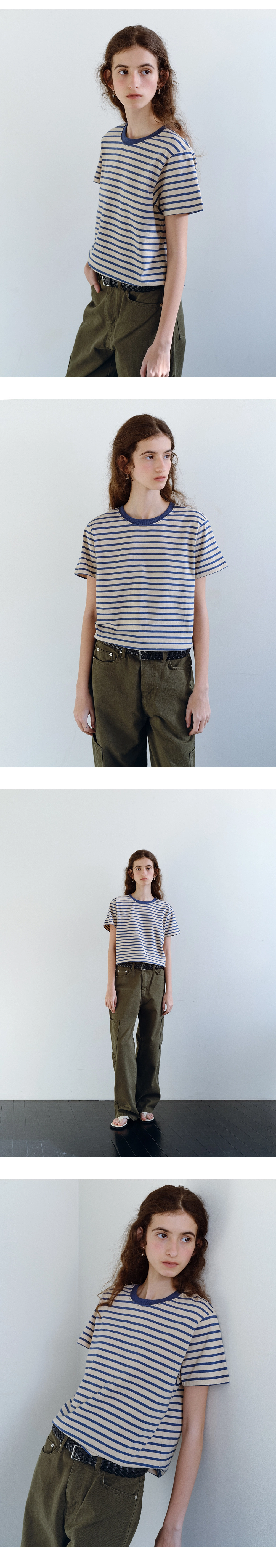 [+옵션 할인] Stripe half t-shirt_4colors