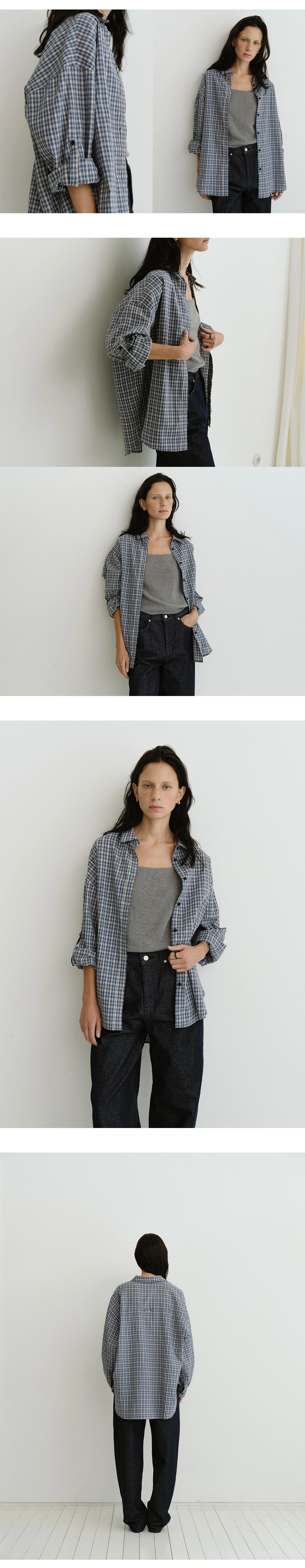 Roll-up check shirt_2colors