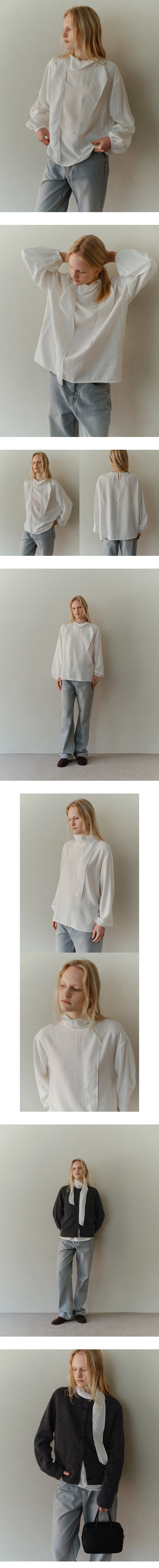 Draped tie blouse_2colors