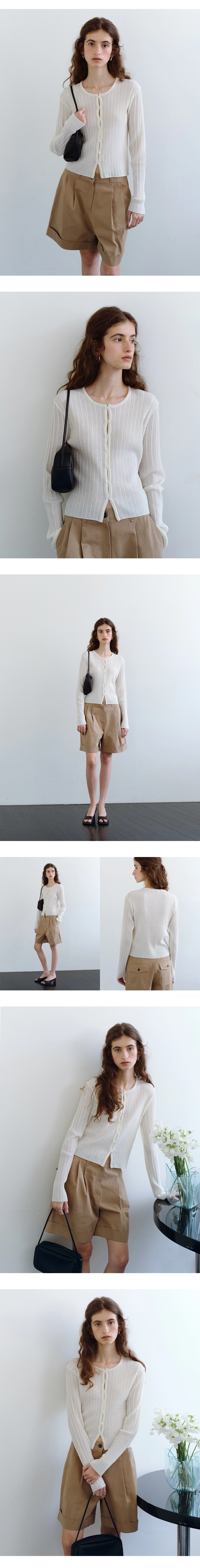 Button loop ribbed cardigan_3colors