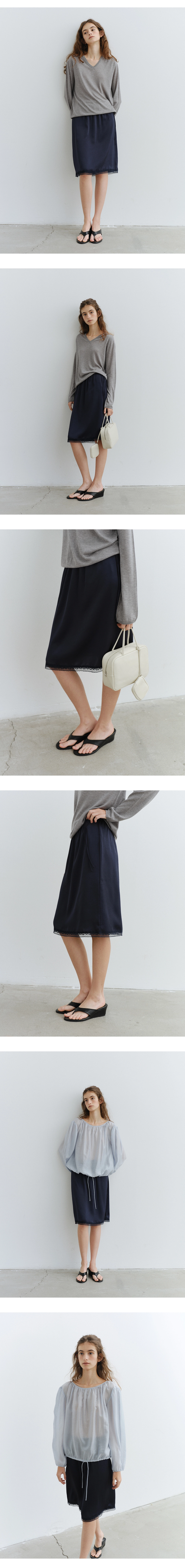[김가훤 PICK!] [1차 리오더] Satin lace midi skirt_2colors