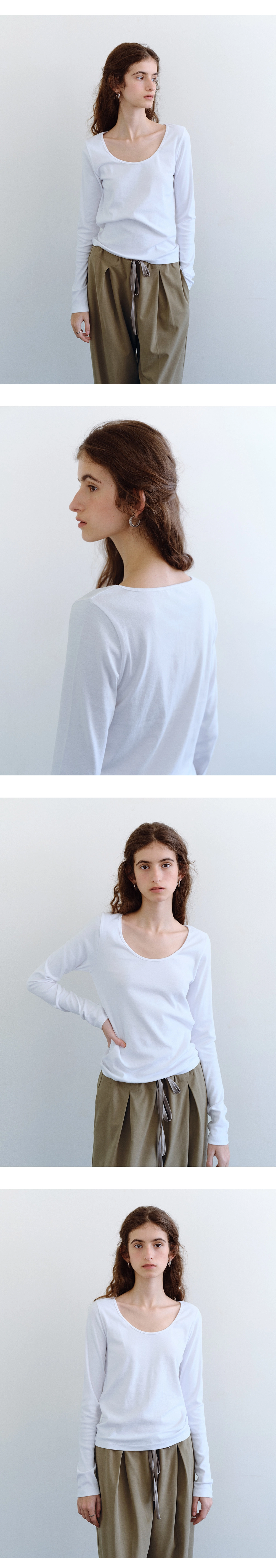 Smooth U-neck t-shirt_4colors