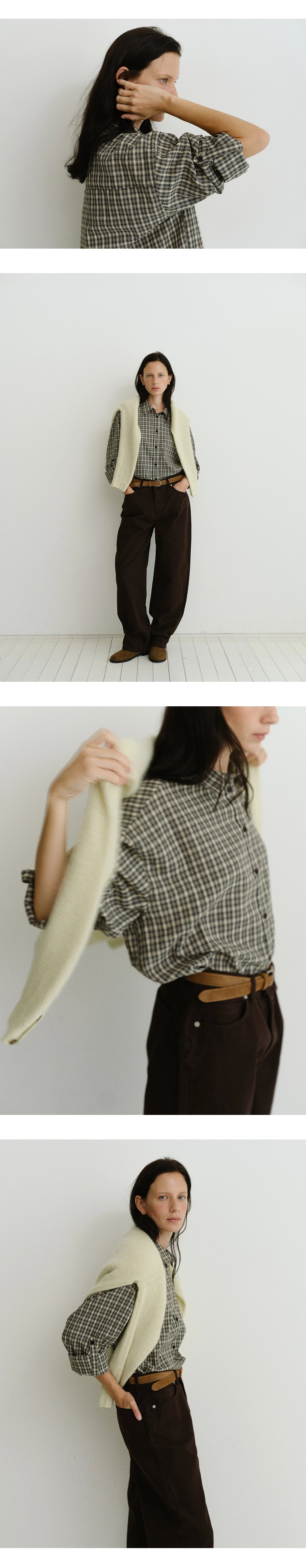 Roll-up check shirt_2colors