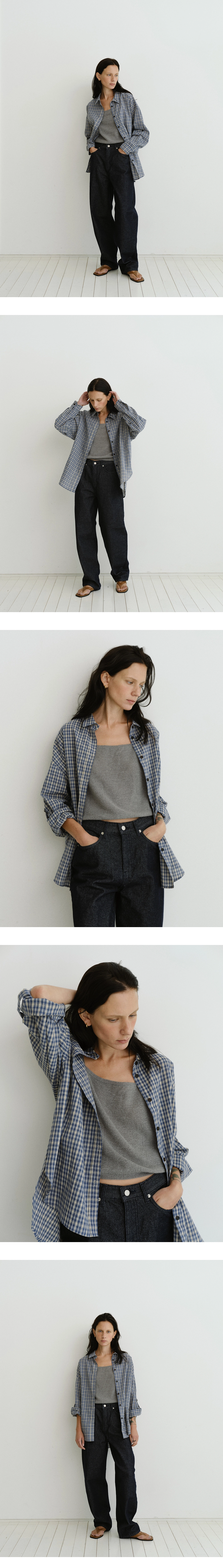Roll-up check shirt_2colors
