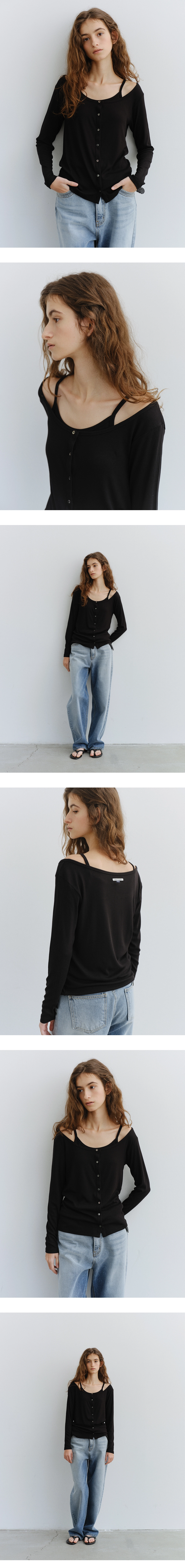 Ribbed sleeveless cardigan set_3colors