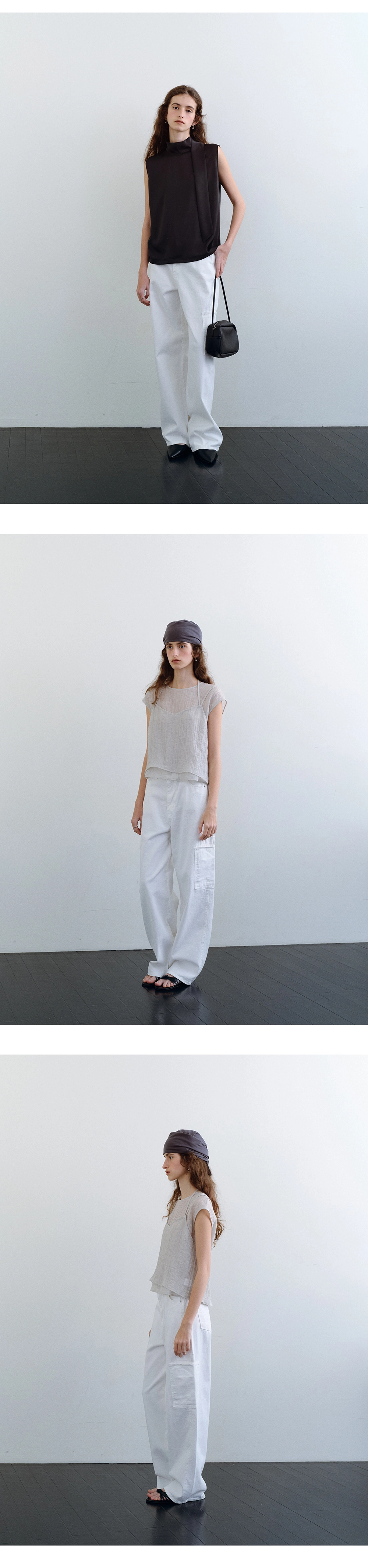 Washed cargo wide pants_2colors