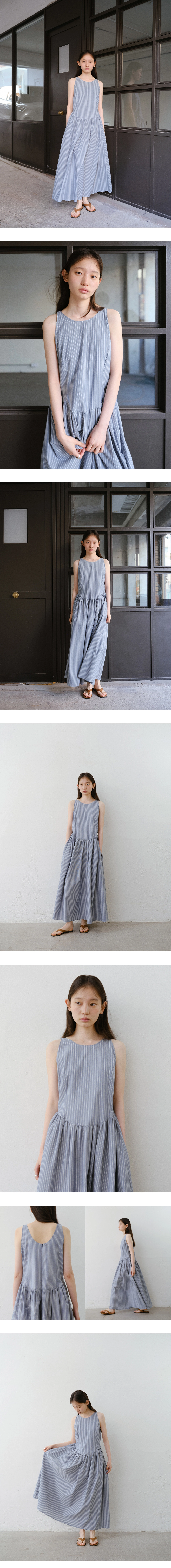 [연무드 착용] Stripe sleeveless long dress_2colors