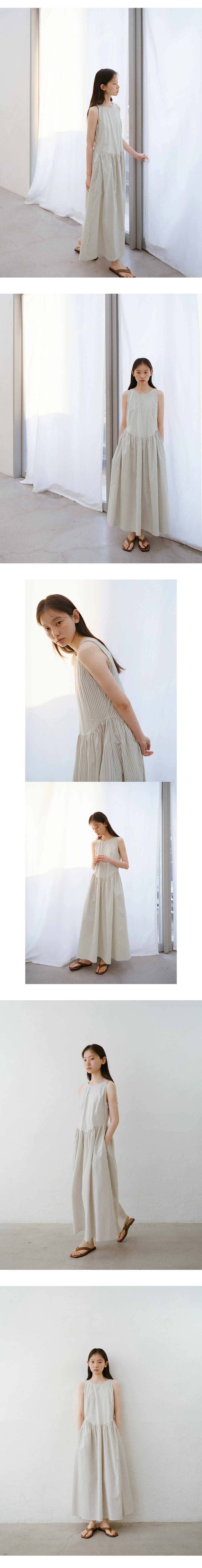 [연무드 착용] Stripe sleeveless long dress_2colors