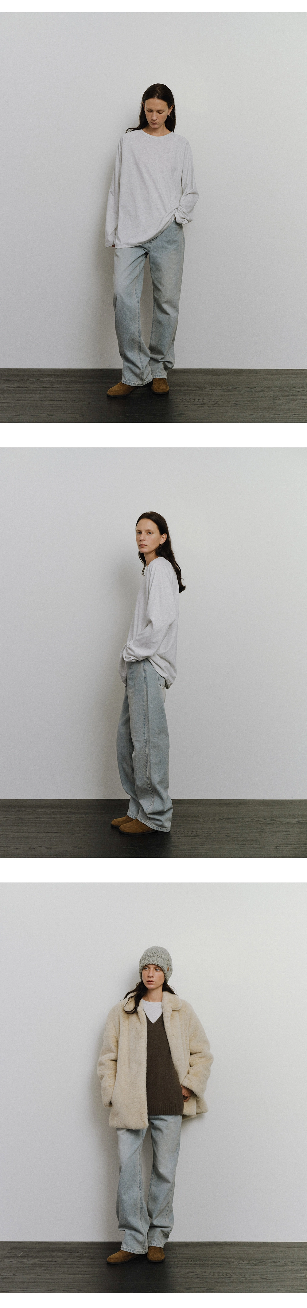 Fog washed straight denim
