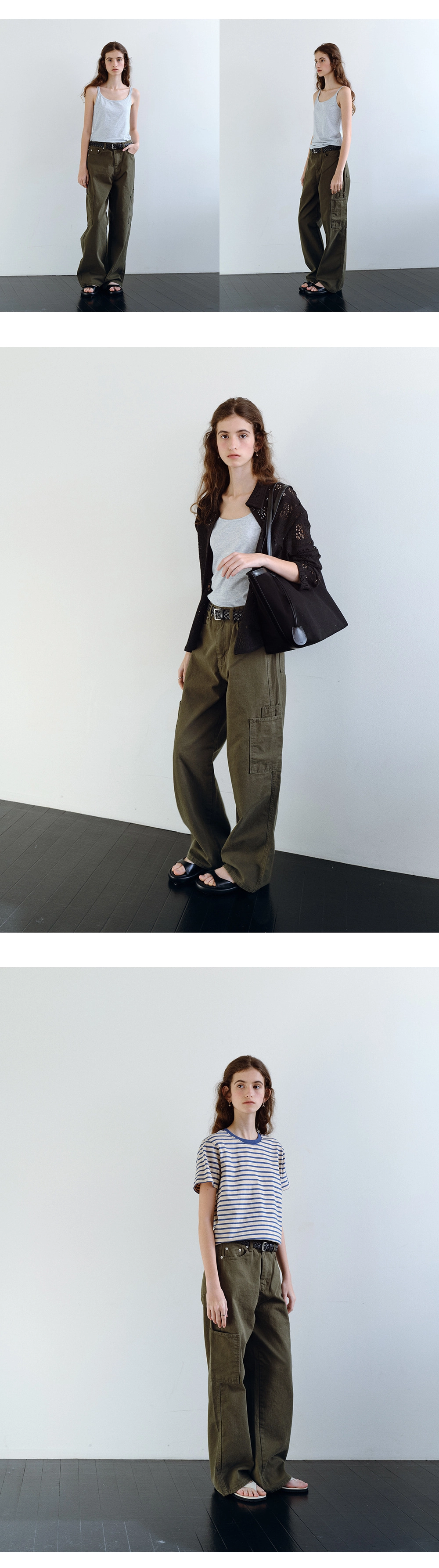 Washed cargo wide pants_2colors