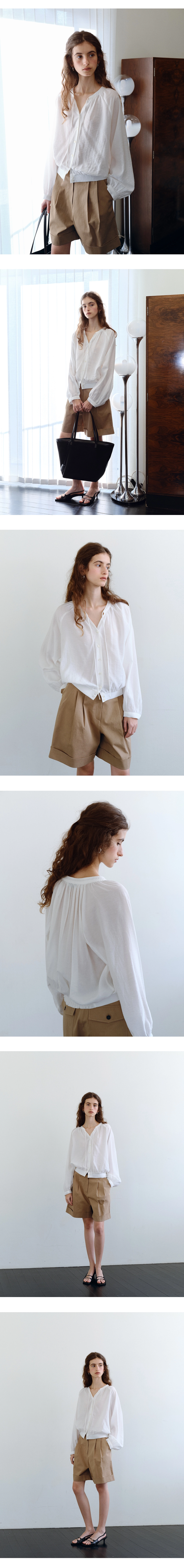 Shirring string blouse_2colors