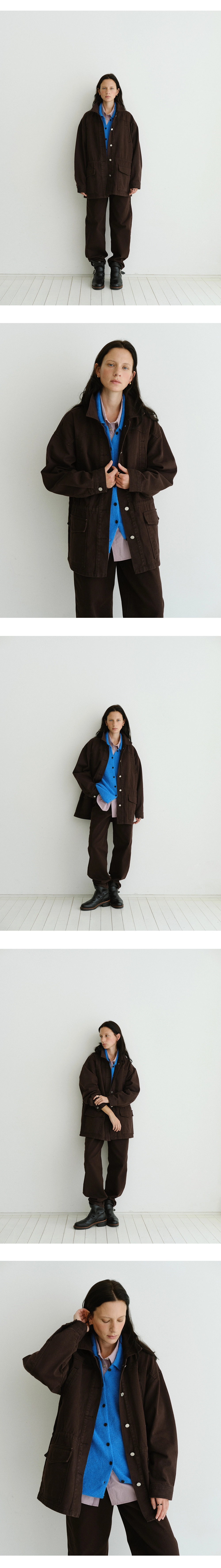 Denim utility jacket_Cocoa brown