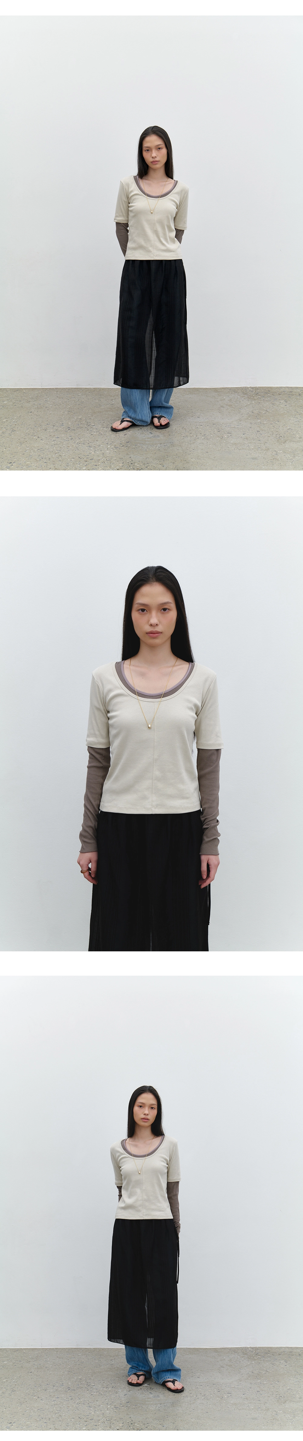 [서지연 착용] Two way half sleeve t-shirt_4colors