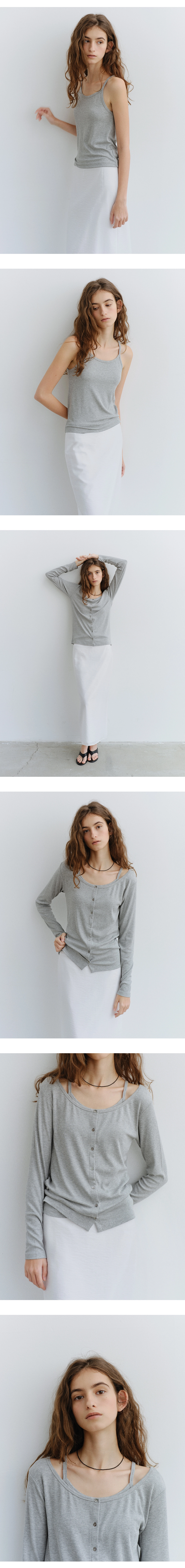 Ribbed sleeveless cardigan set_3colors