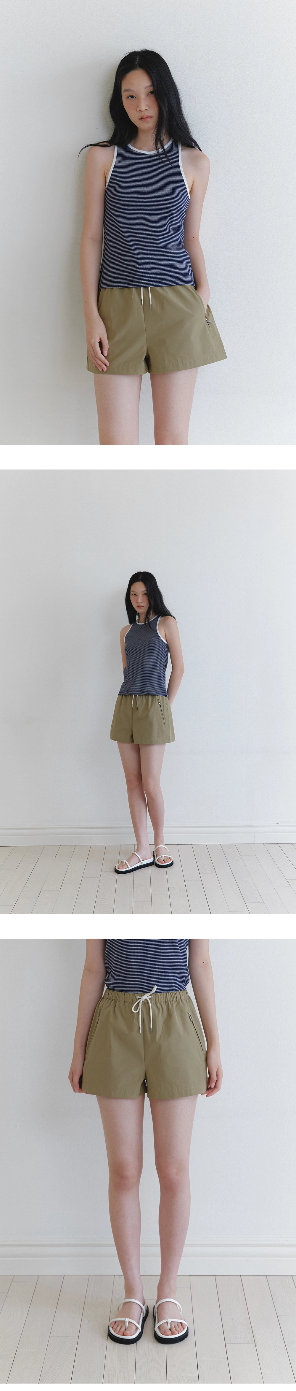 Zipper string band shorts_2colors