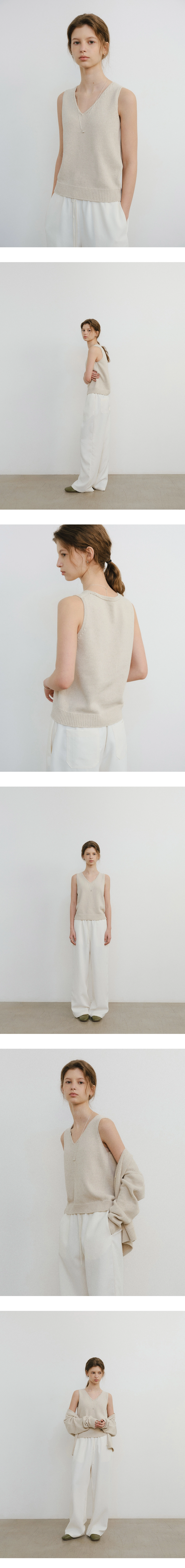 Cotton slub knit sleeveless_3colors