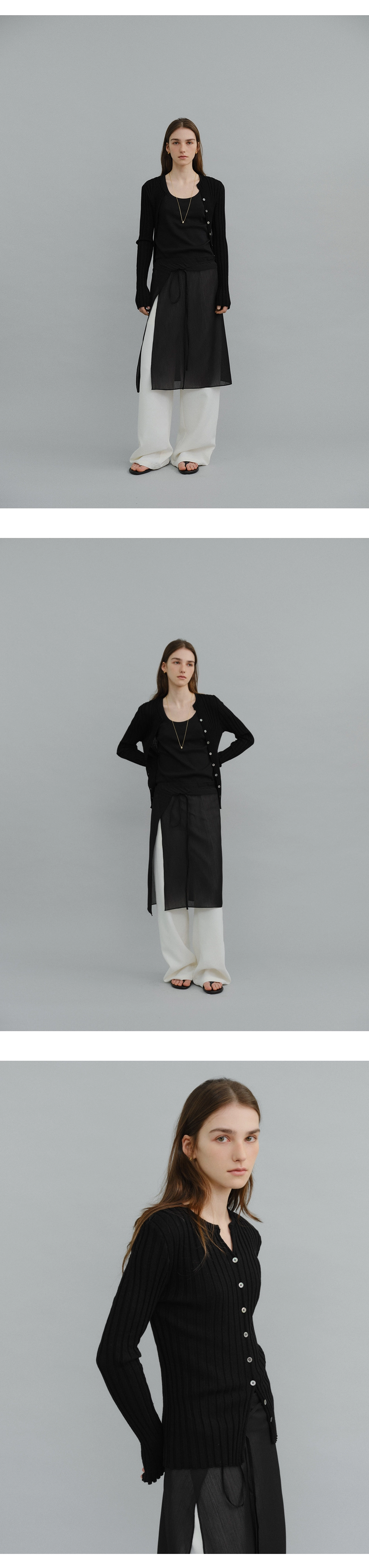 Slim ribbed cardigan_3colors