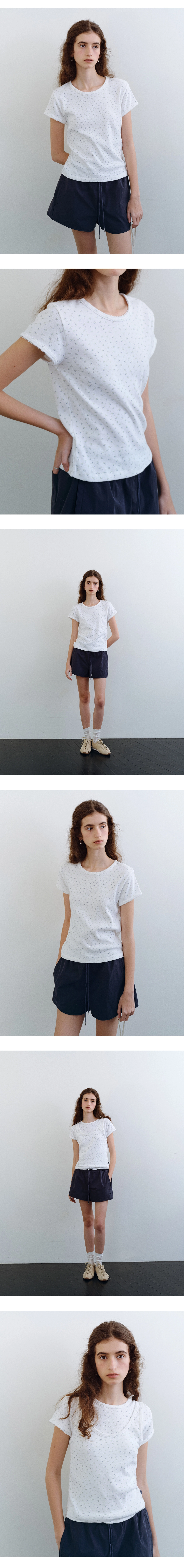 Flower eyelet t-shirt_2colors