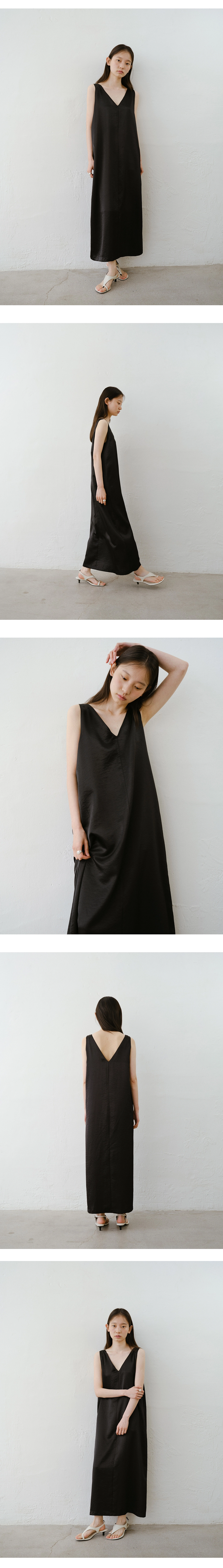 Satin V sleeveless dress_2colors