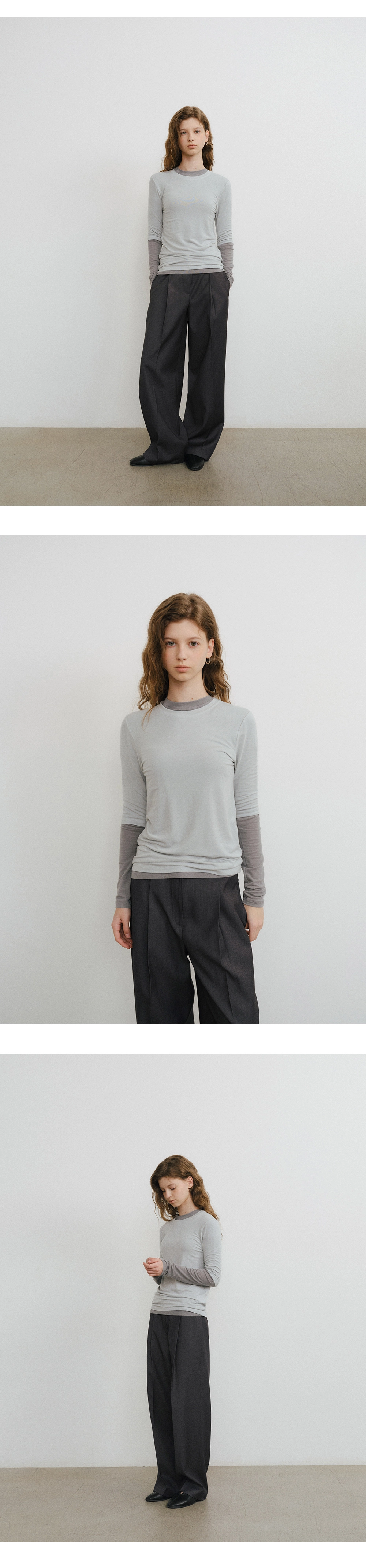 Layered tencel half sleeve t-shirt_4colors