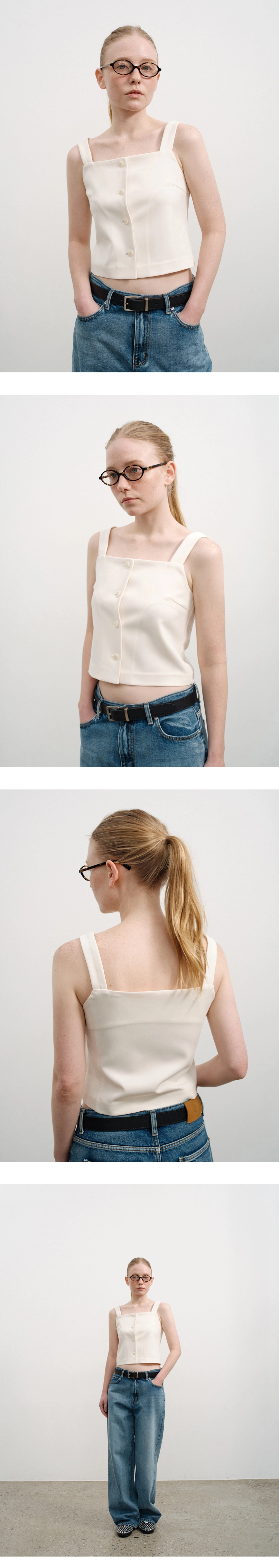 Square button sleeveless top