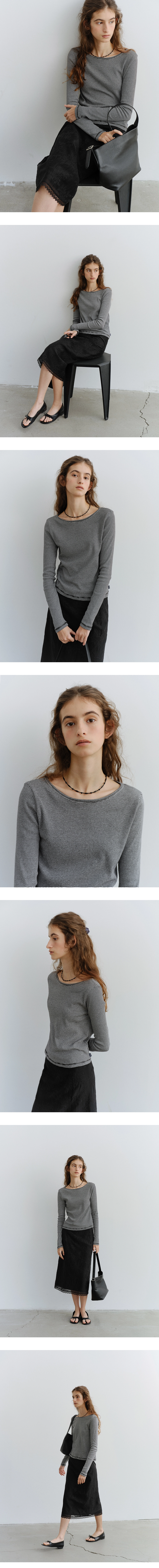 Stripe boatneck t-shirt_3colors