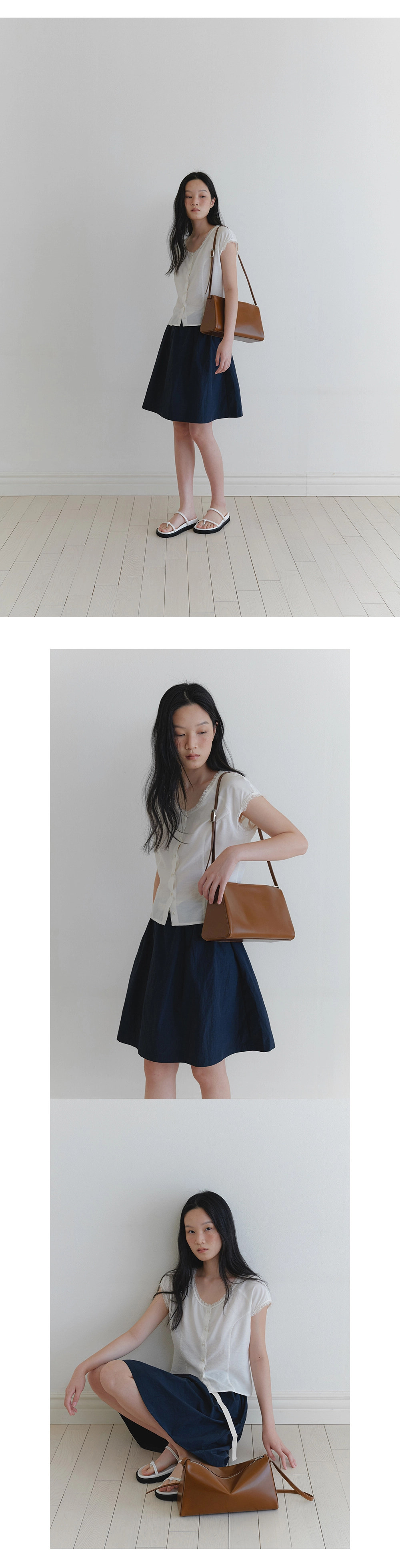 Nylon belted banding skirt_2colors