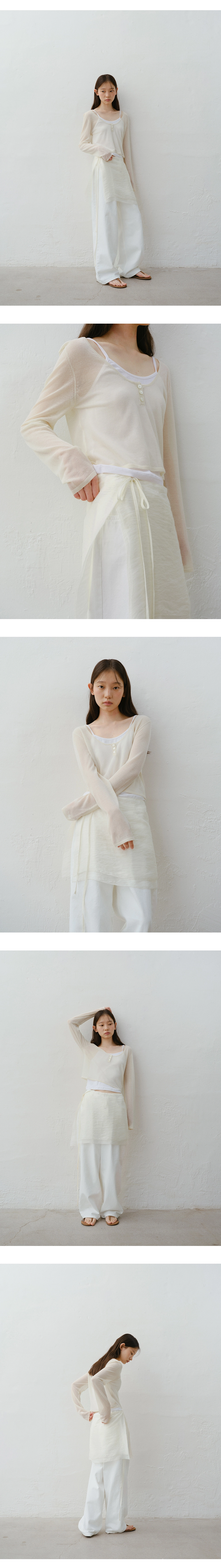 Linen button U-neck knit_3colors
