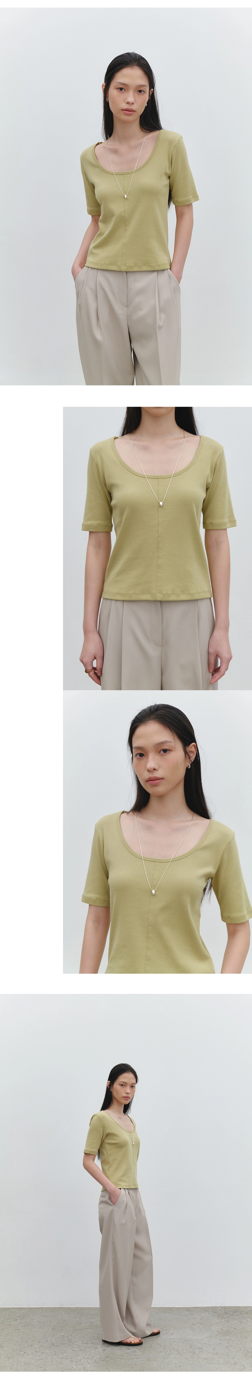 [서지연 착용] Two way half sleeve t-shirt_4colors