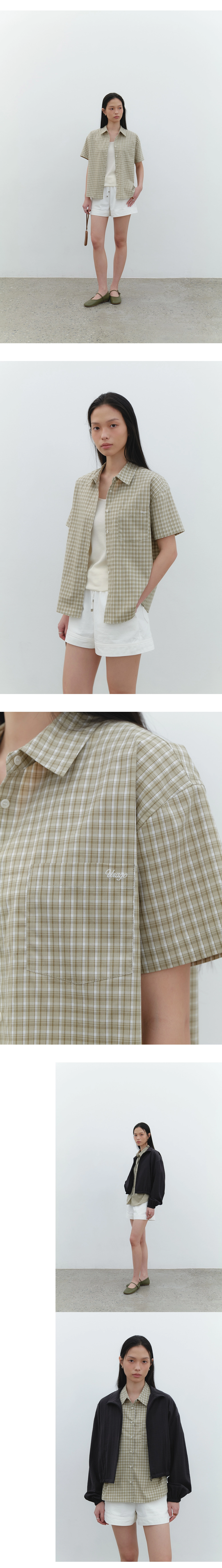 [주리 착용] Conie check half shirt_2colors