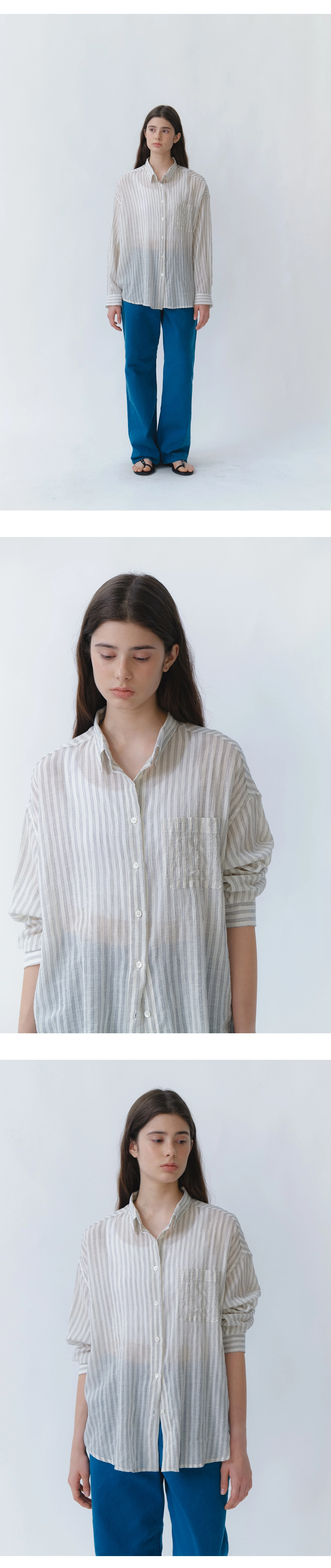Airy loose sheer shirt_3colors