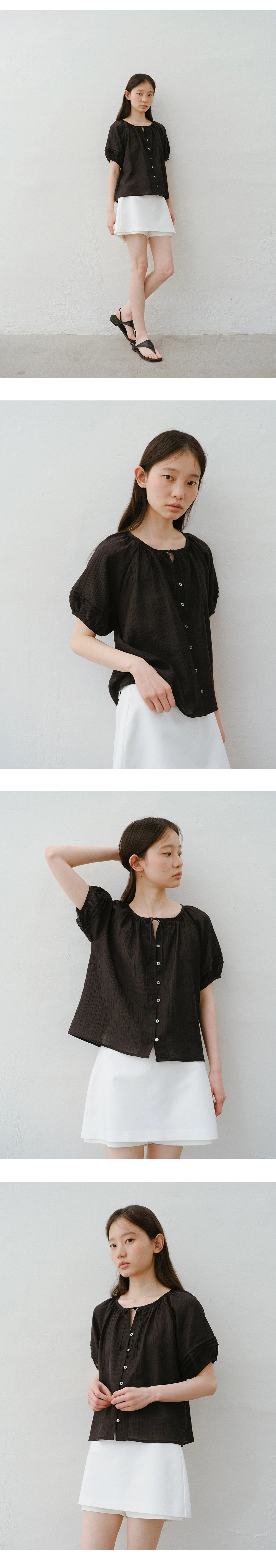 Elena puff half sleeve blouse_2colors