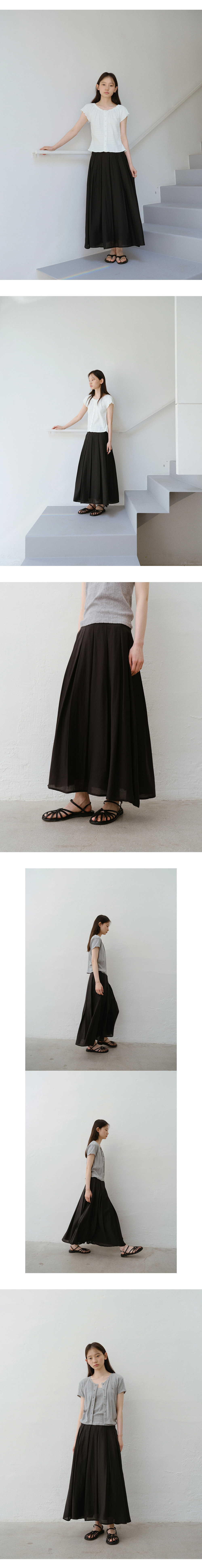 Breeze pleat long skirt_3colors