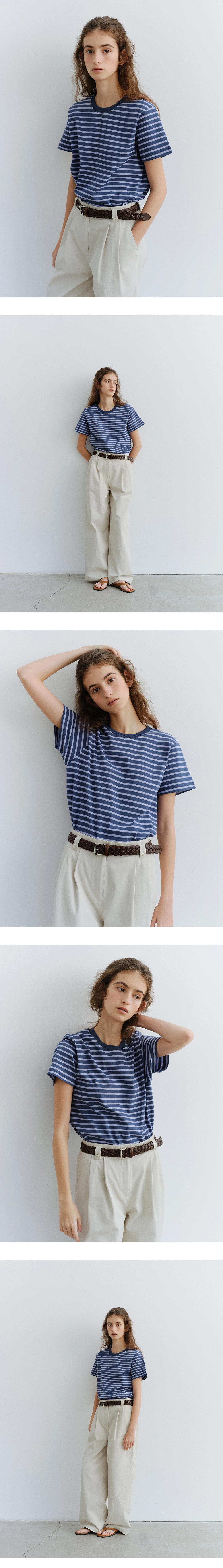 [+옵션 할인] Stripe half t-shirt_4colors