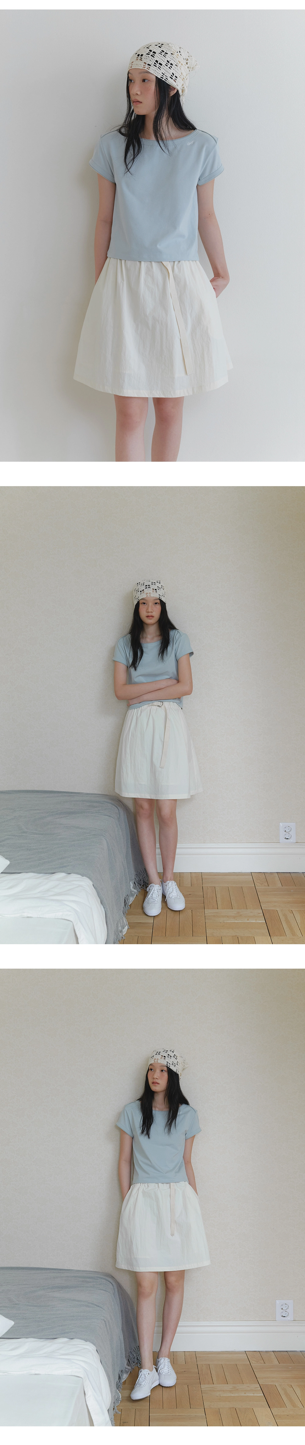 Nylon belted banding skirt_2colors