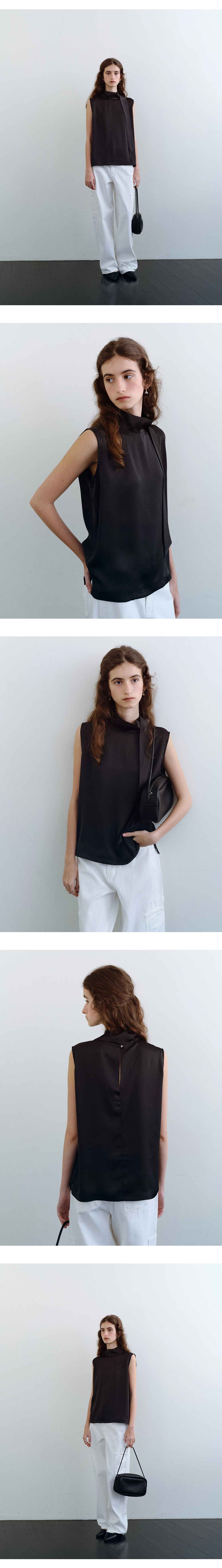 One tie sleeveless blouse_3colors