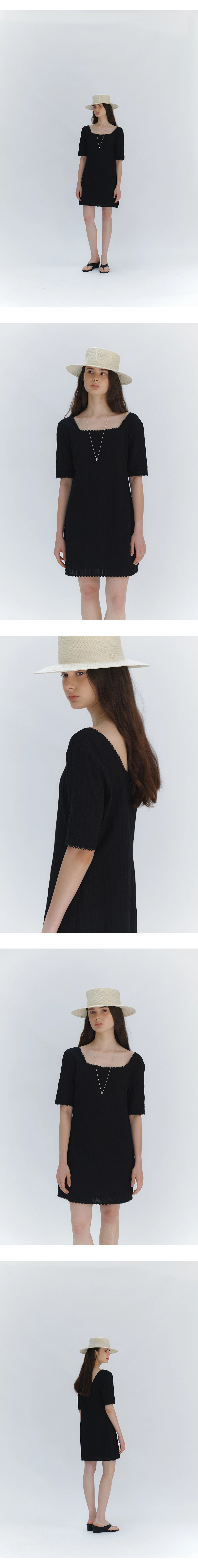 Square eyelet mini dress_2colors