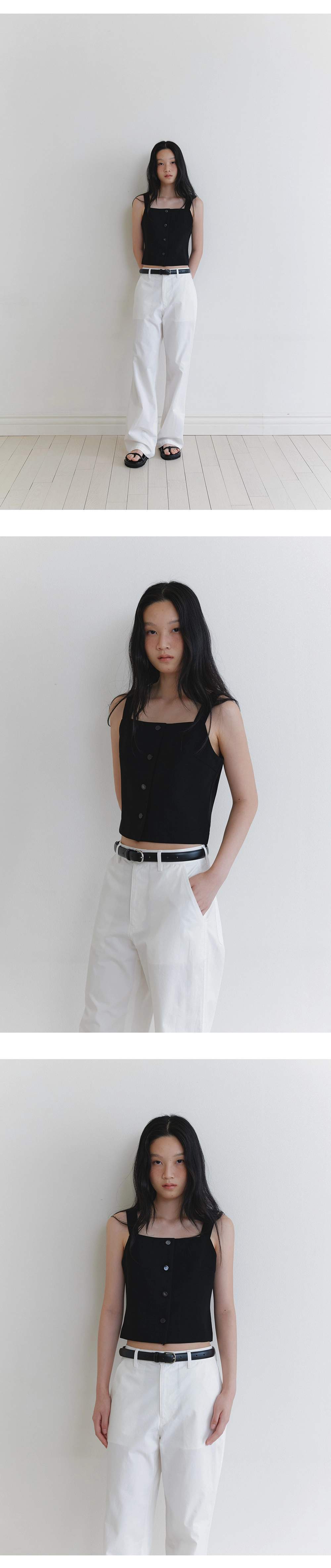 Square button sleeveless top
