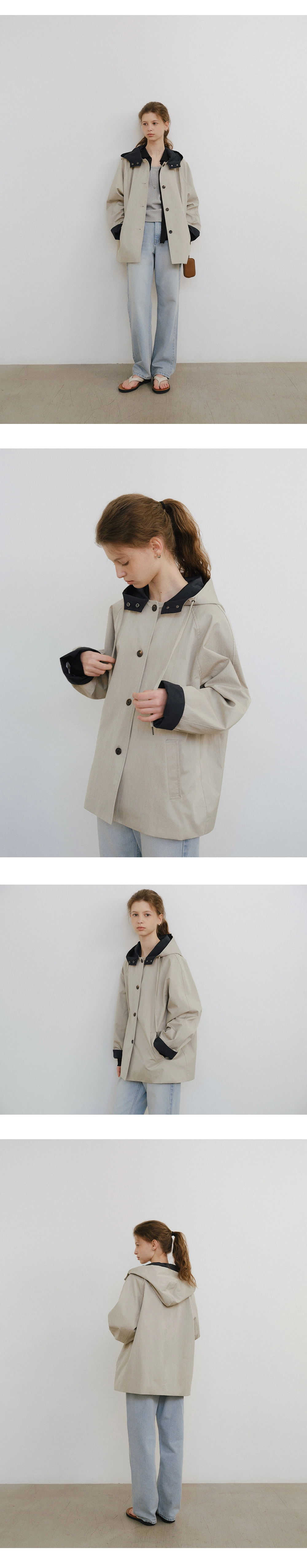 River hooded half jumper_2colors