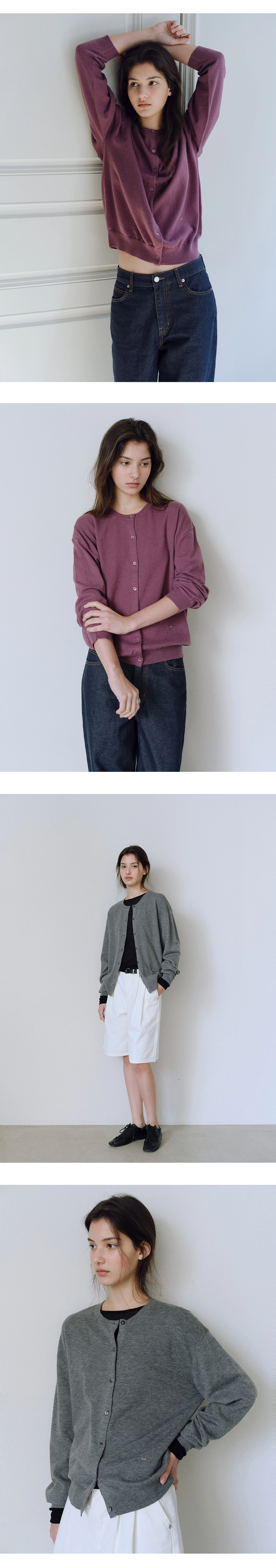 [set] Washable round knit & cardigan set_9colors