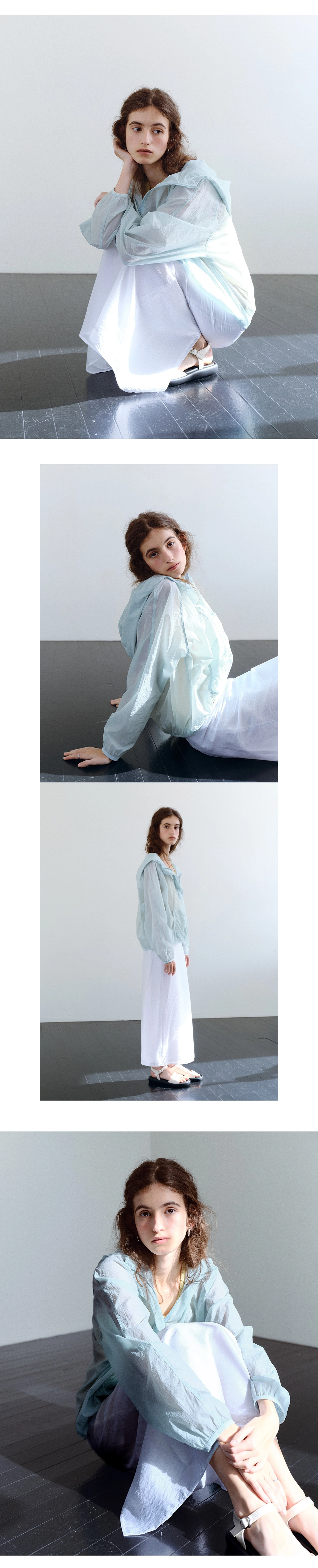 Light nylon hooded jumper_3colors