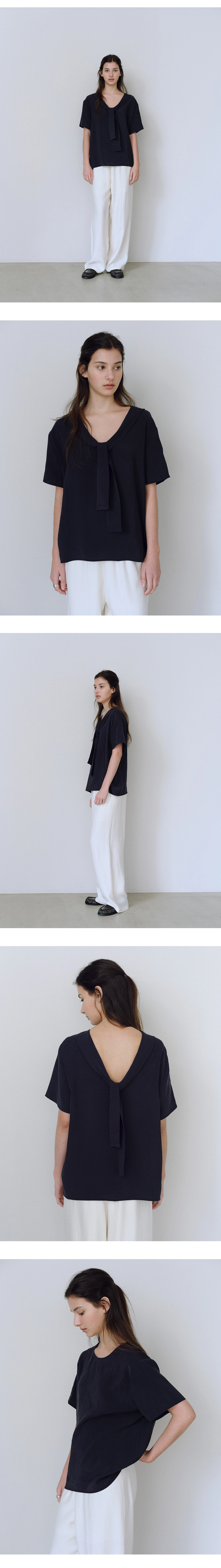Back tie half blouse_2colors