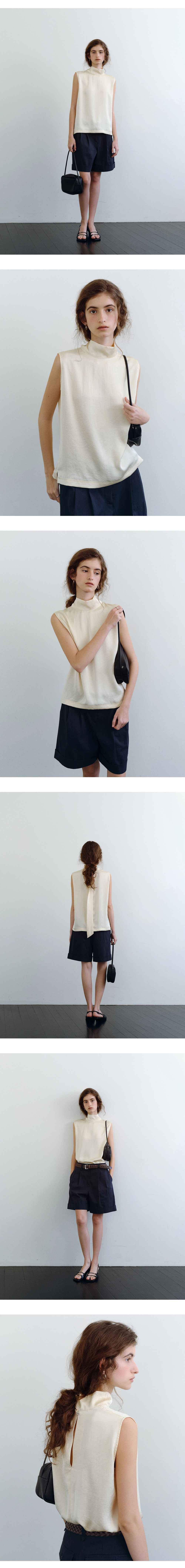 One tie sleeveless blouse_3colors