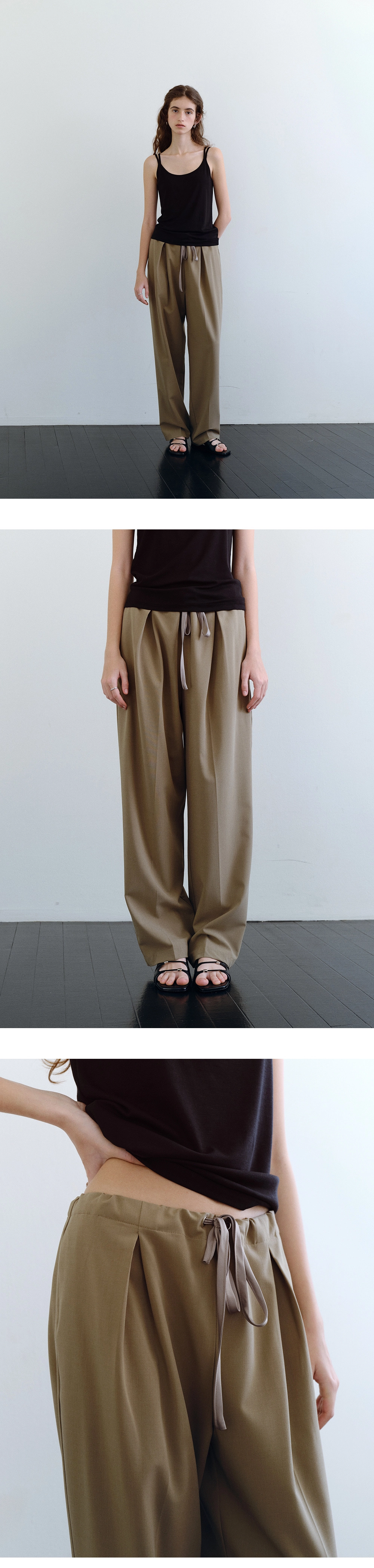 Inverted drawstring pants_2colors